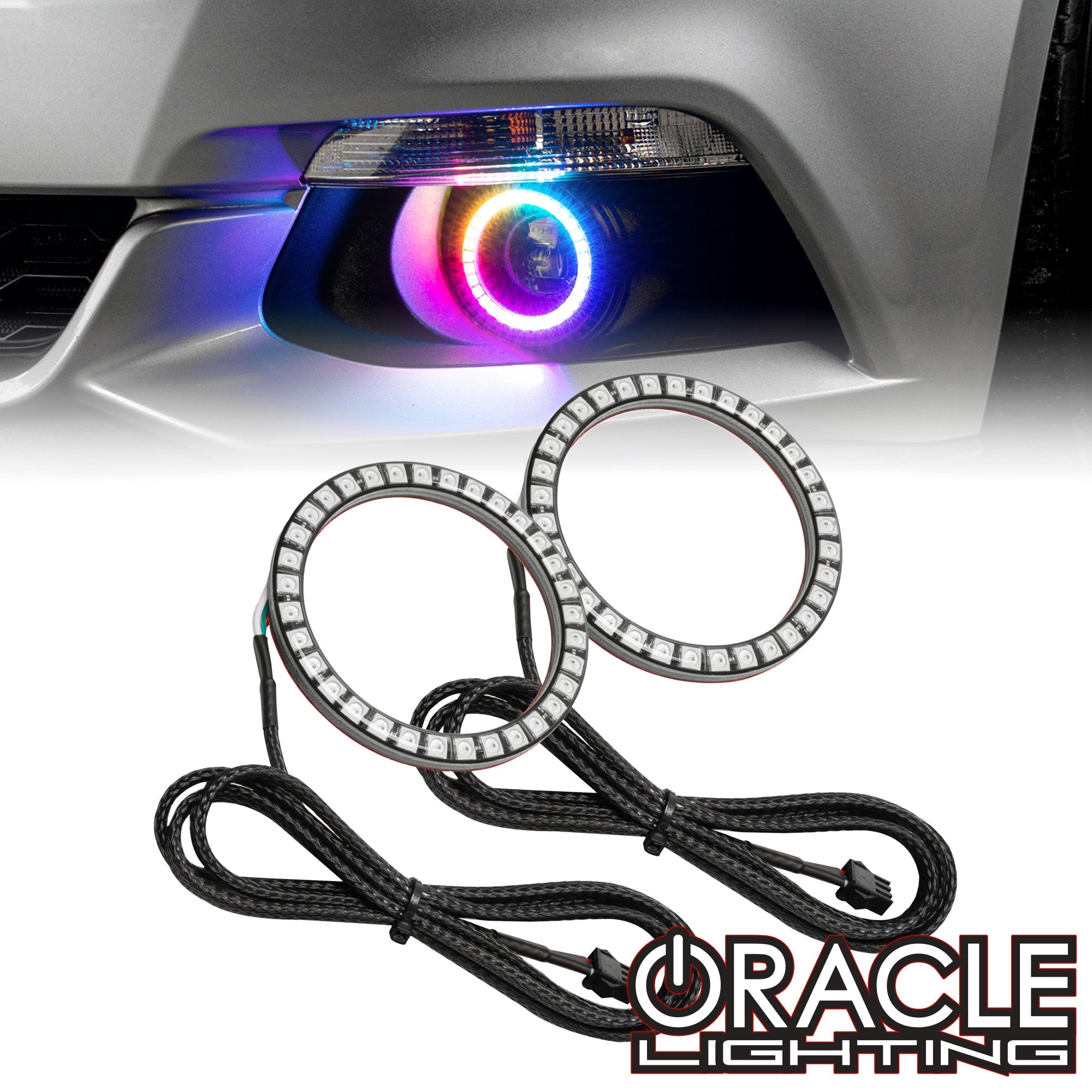 ORACLE Lighting 2015-2017 Ford Mustang Dynamic ColorSHIFT RGB+A Projector Surface Mount Fog Light Halo Kit