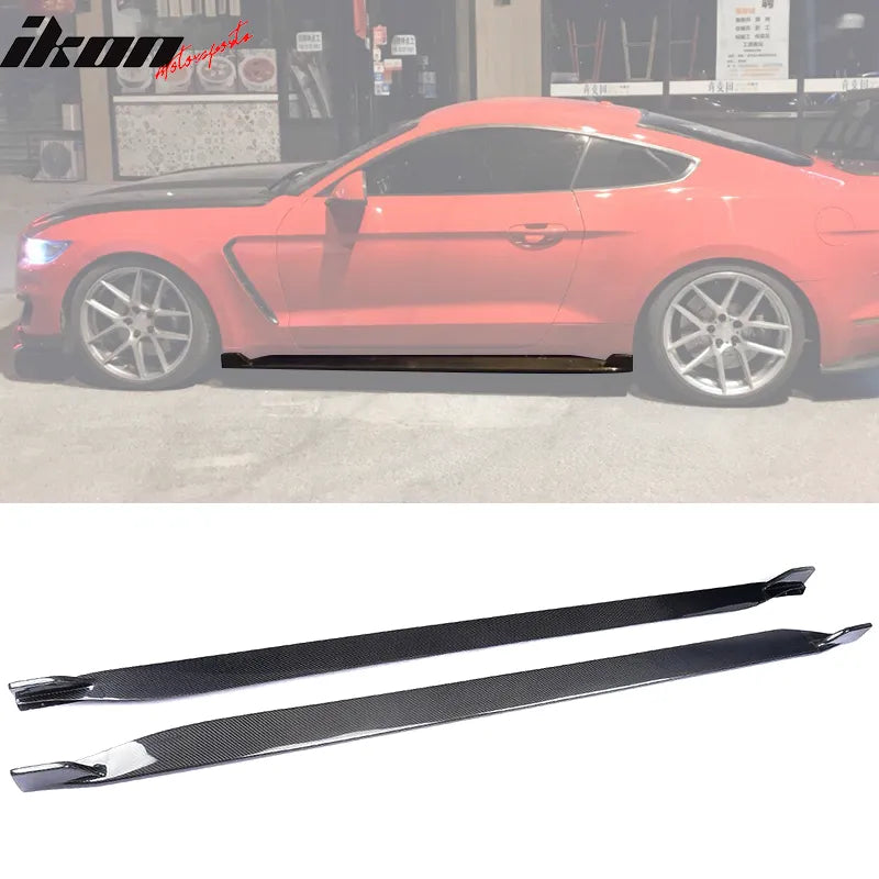 2015-2023 Ford Mustang S550 Coupe JC Style Side Skirts Carbon Fiber