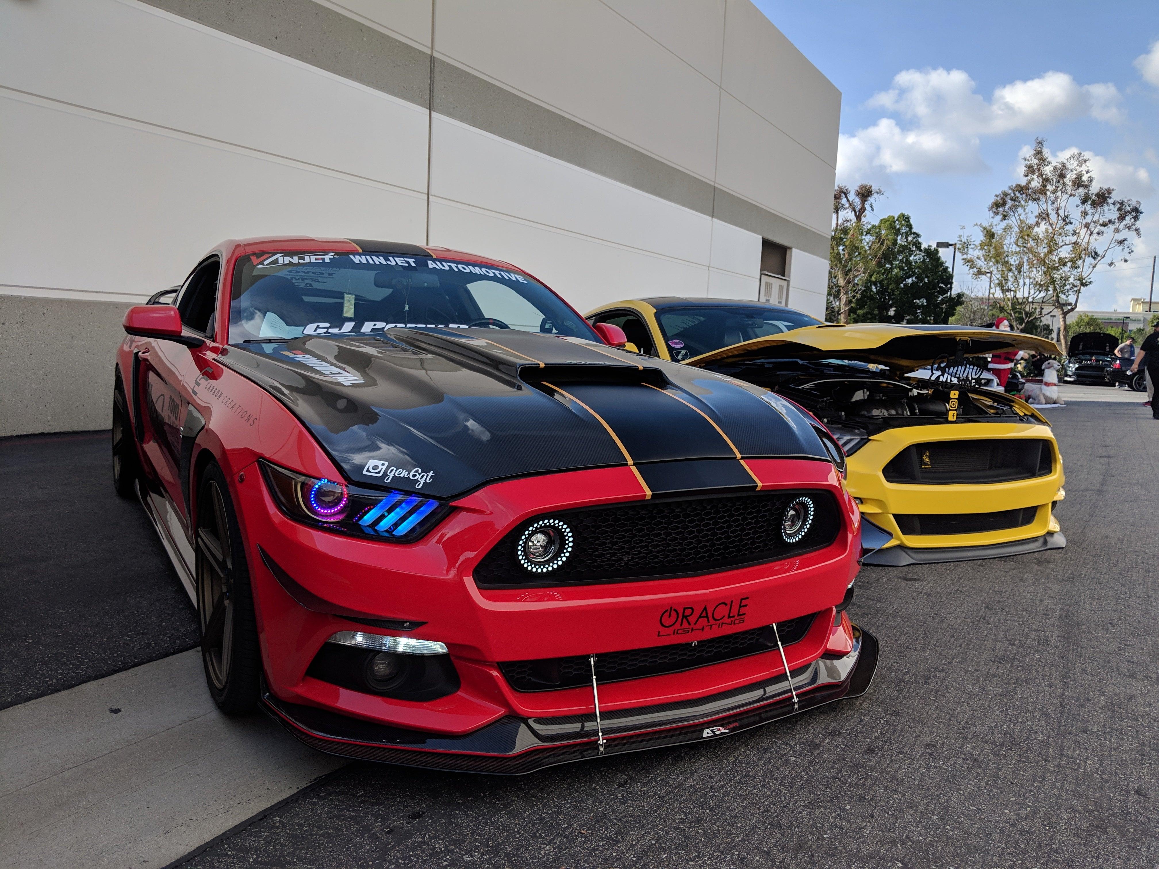 2015-2017 Ford Mustang Pre-Assembled Headlights -Dynamic ColorSHIFT RGB+A -Black Edition