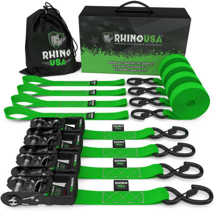 Rhino USA Heavy Duty Ratchet Tie-Down 4-Pack 1.6In X 15Ft