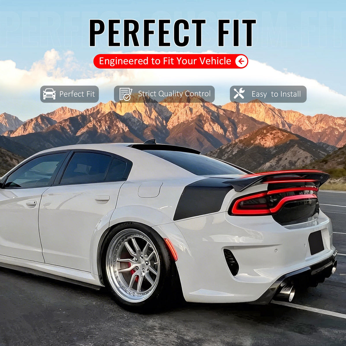 IKON Motorsports Trunk Spoiler for Dodge Charger Redeye 2015-2023 Style Gloss Black ABS