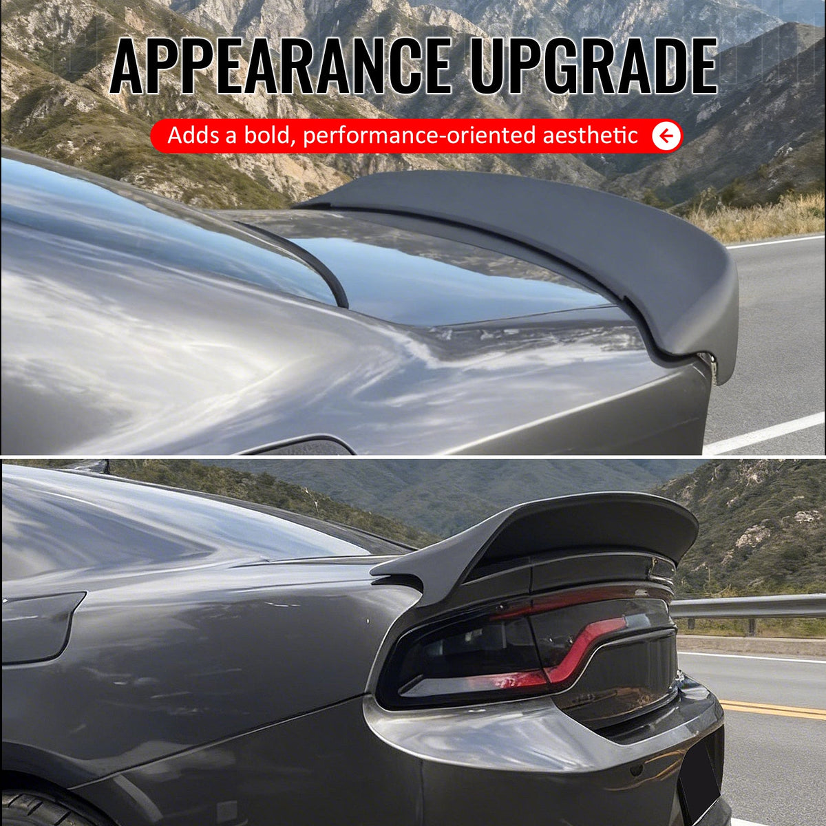 IKON Motorsports Trunk Spoiler for Dodge Charger Redeye 2015-2023 Style Gloss Black ABS