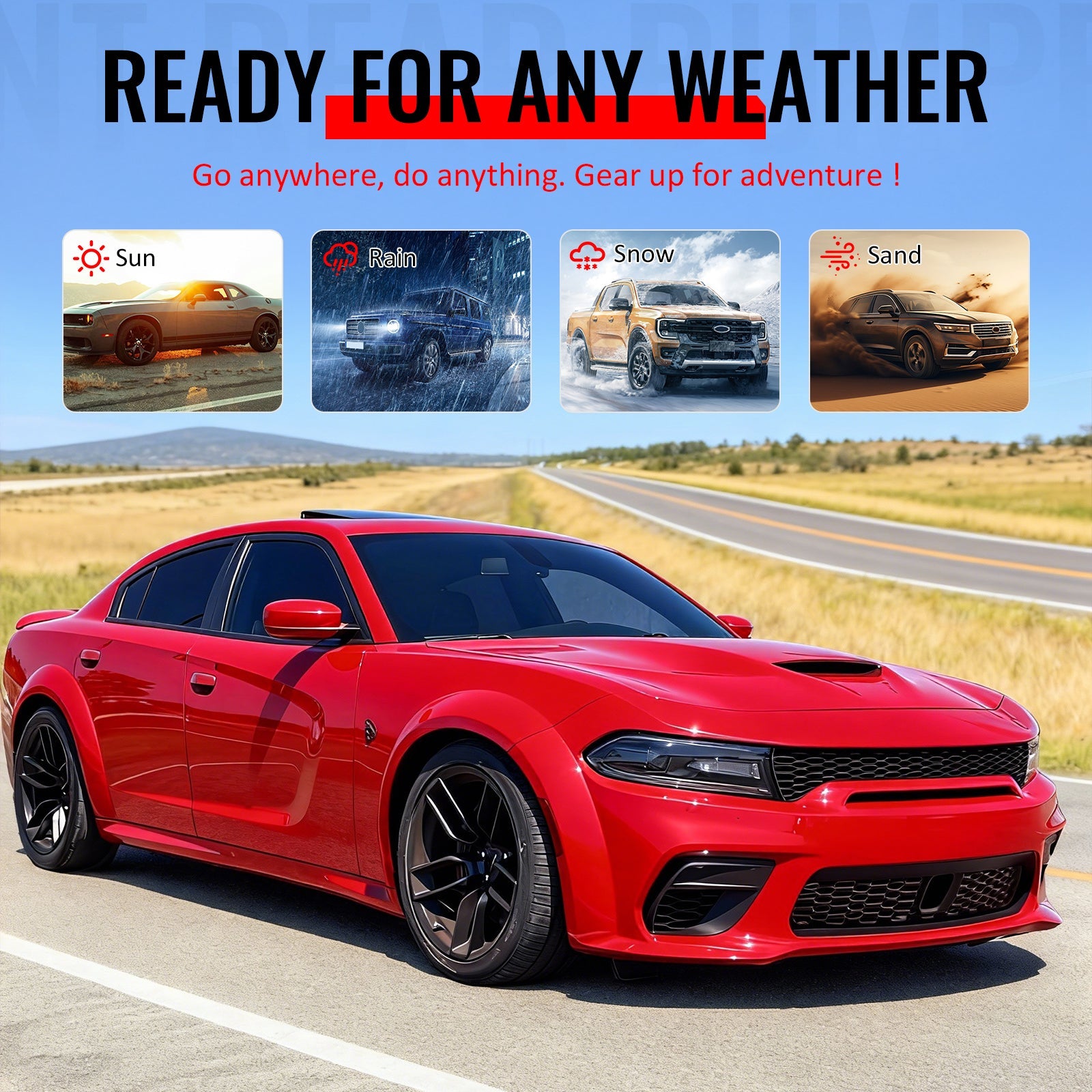 Ikon Motorsports 15-23 Dodge Charger Wide Body Front + Rear Bumper Cover + Fender Flare +Diffuser