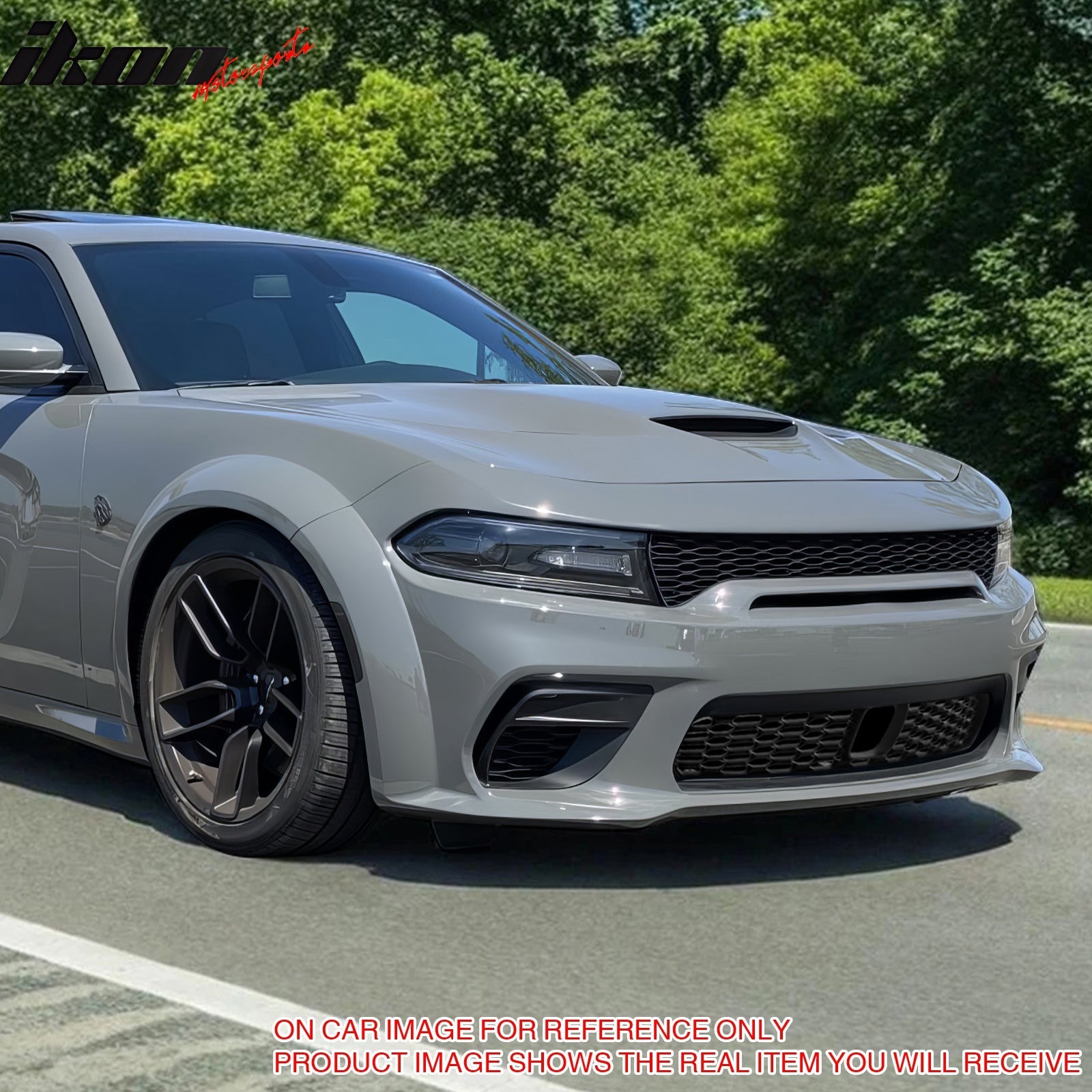 Ikon Motorsports 15-23 Dodge Charger Wide Body Front + Rear Bumper Cover + Fender Flare +Diffuser