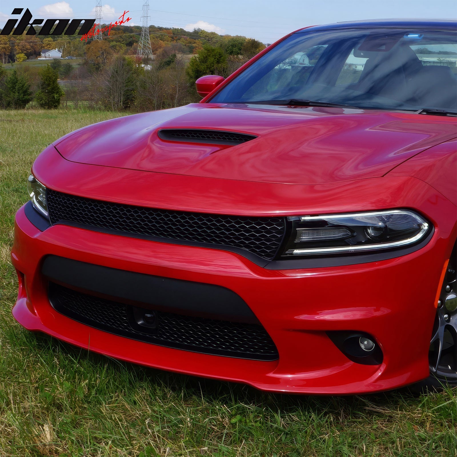 Ikon Motorsports 2015-2023 Dodge Charger Halogen Fog Lights White Lens Bumper Lamps Kit