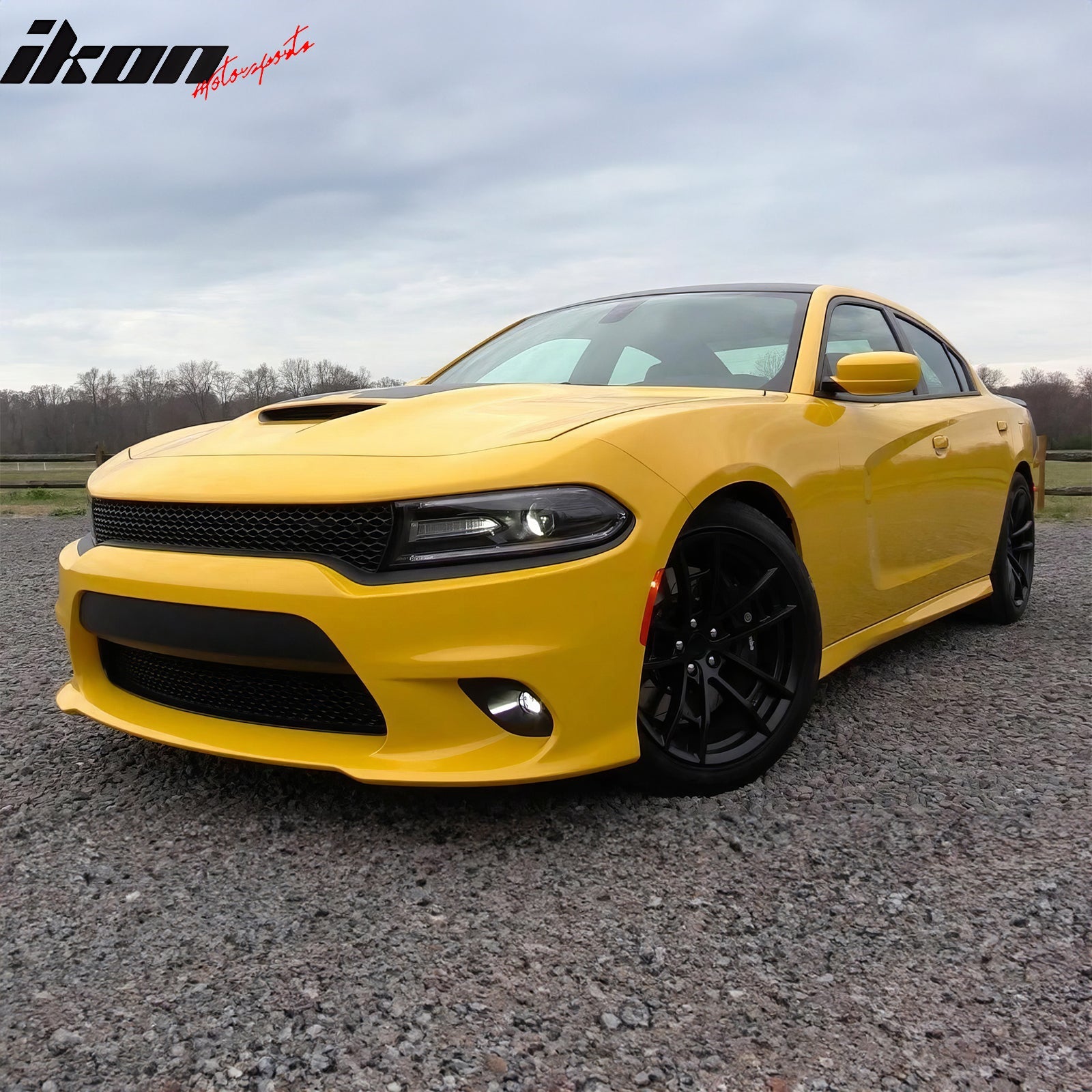 Ikon Motorsports 2015-2023 Dodge Charger Halogen Fog Lights White Lens Bumper Lamps Kit