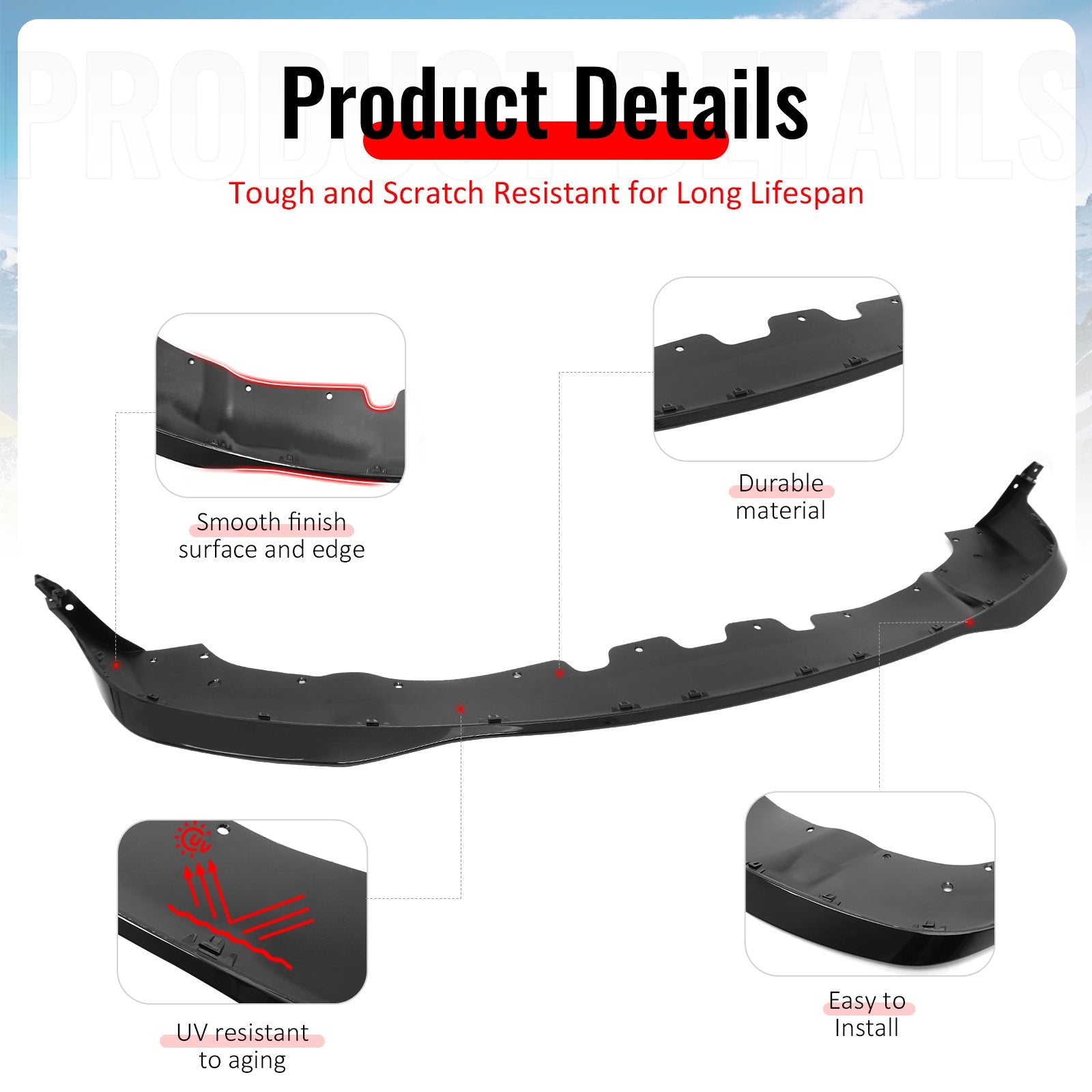 2021-2025 Dodge Durango Front Bumper Lip 21+ Hellcat Style Gloss Black