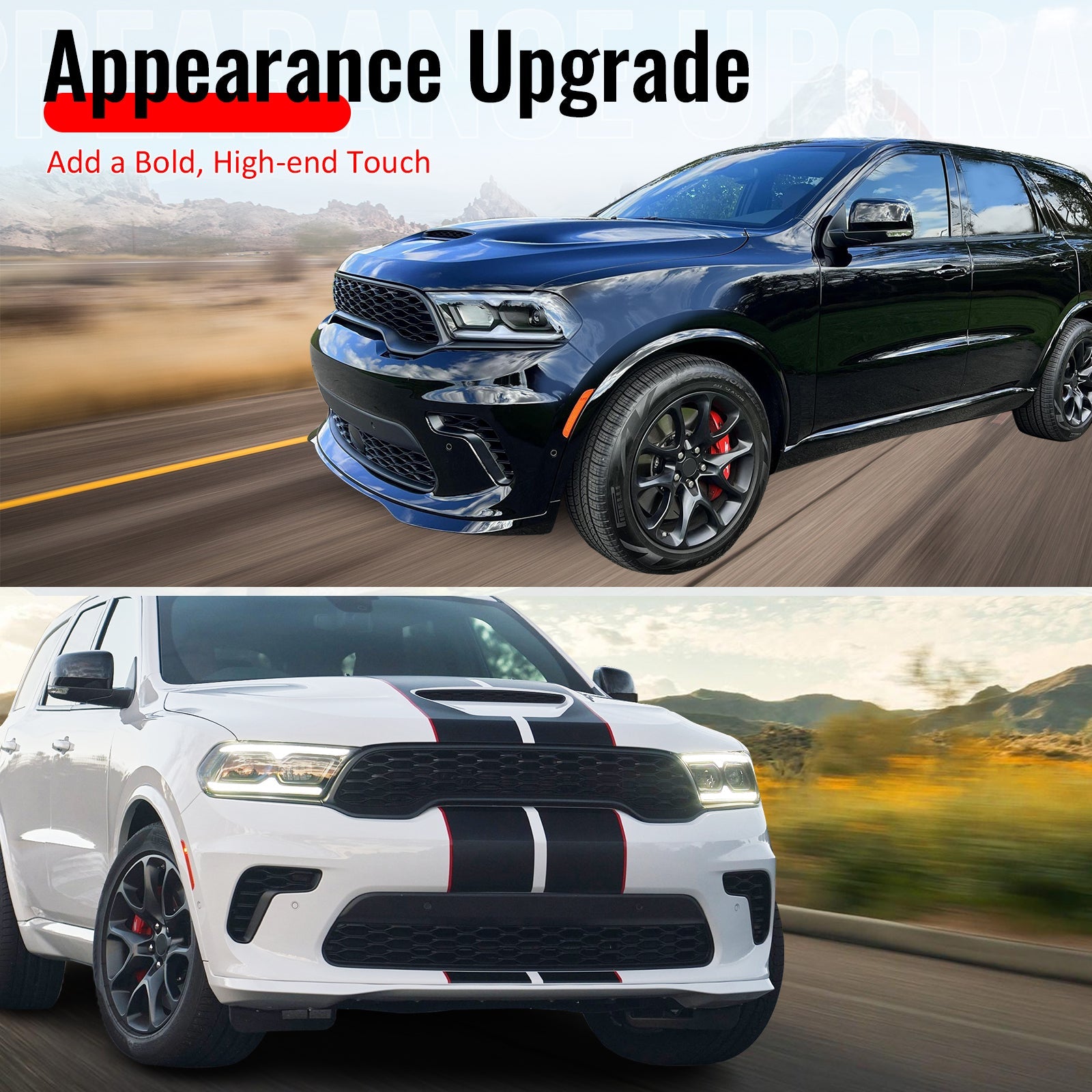 2021-2025 Dodge Durango Front Bumper Lip 21+ Hellcat Style Gloss Black
