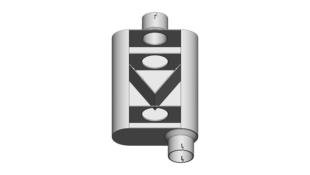 2.5" Inlet/Outlet "Chambered Series" Muffler | (Offset Inlet, Center Outlet)
