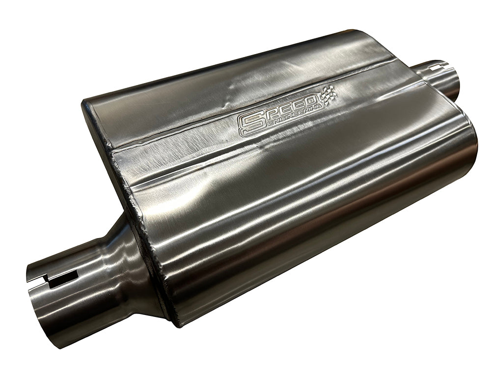 2.5" Inlet/Outlet "Chambered Series" Muffler | (Offset Inlet, Center Outlet)