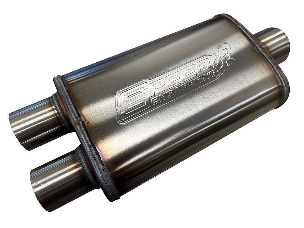 3" Inlet/2.5"  Dual Outlets "Street Series" Muffler | (Center Inlet, Dual Outlets)