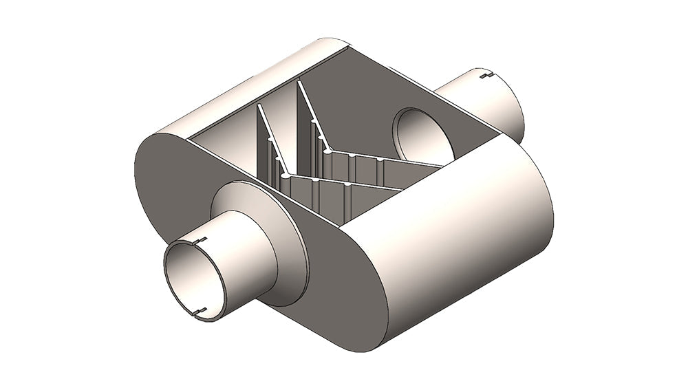 2.5" Inlet/Outlet "Race Series" Muffler | (Center Inlet, Center Outlet)