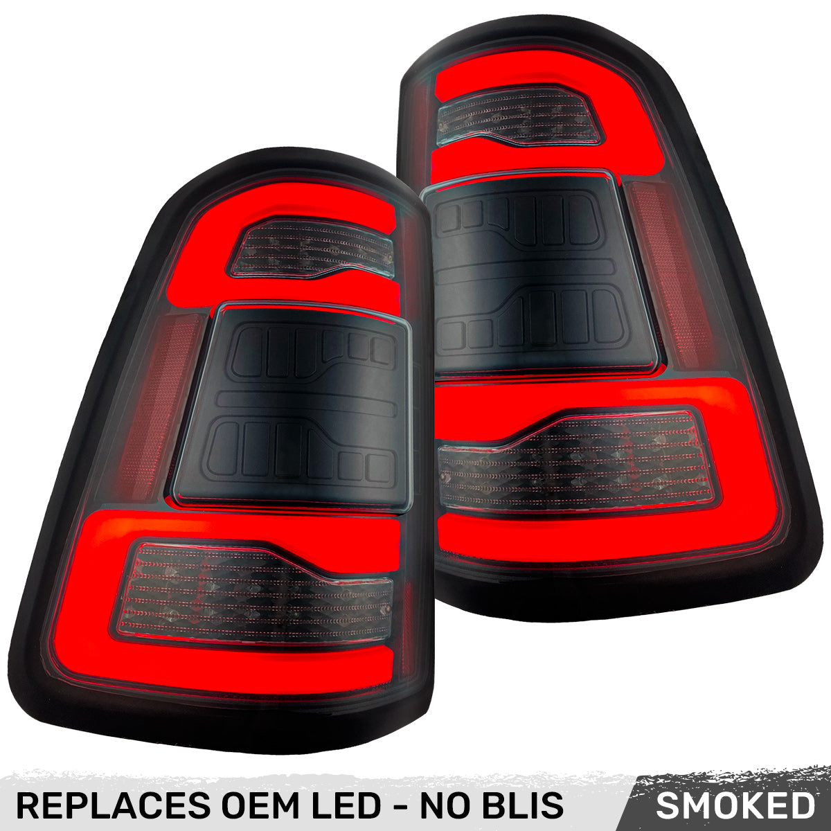 Dodge RAM 1500 19-23 Ultra Bright OLED Tail Lights w/ Scanning Red Turn Signals (Replaces OEM LED with *NO BLIS*) - Multiple Lens