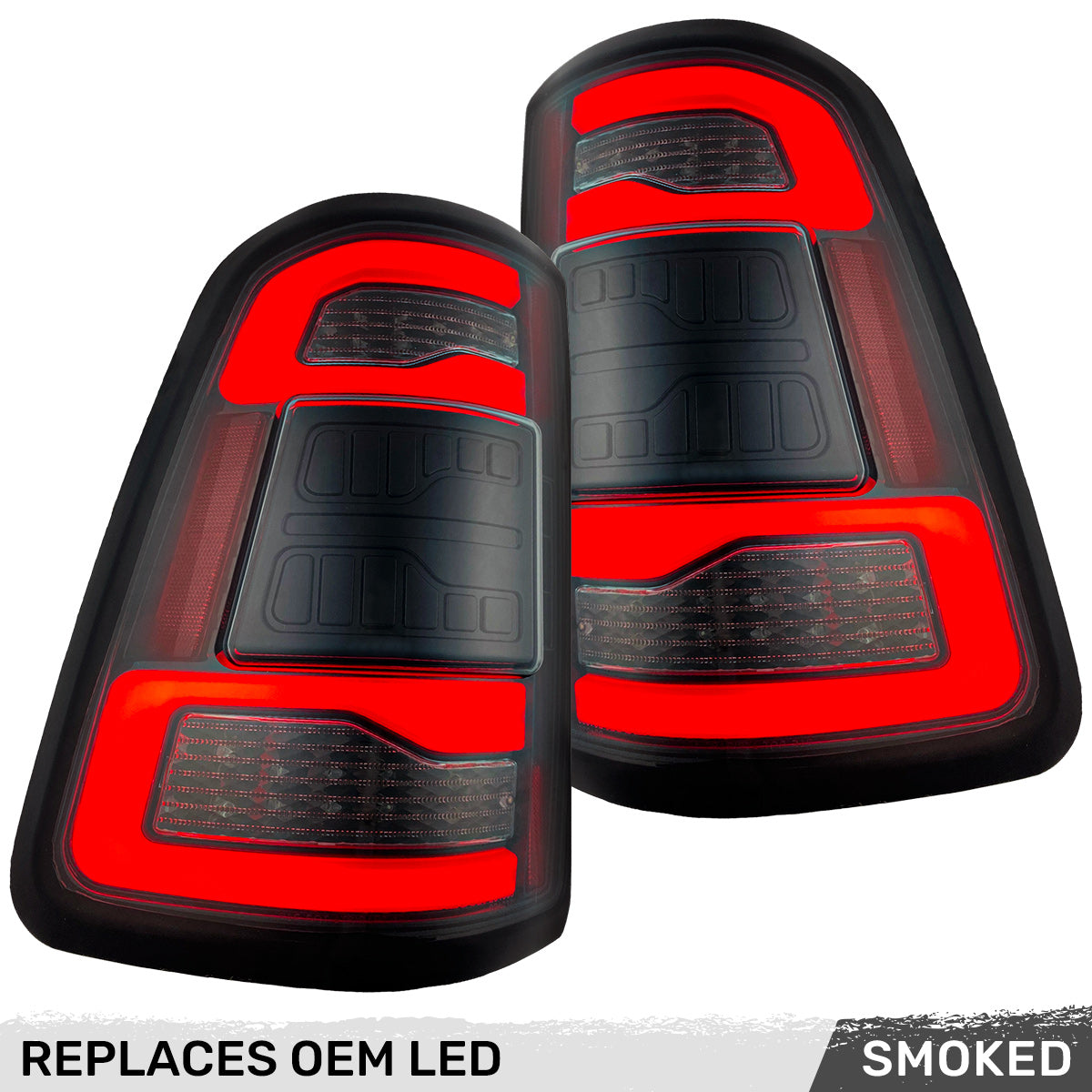 Dodge RAM 1500 19-23 Ultra Bright OLED Tail Lights w/ Scanning Red Turn Signals (Replaces OEM LED with BLIS) - Multiple Lens