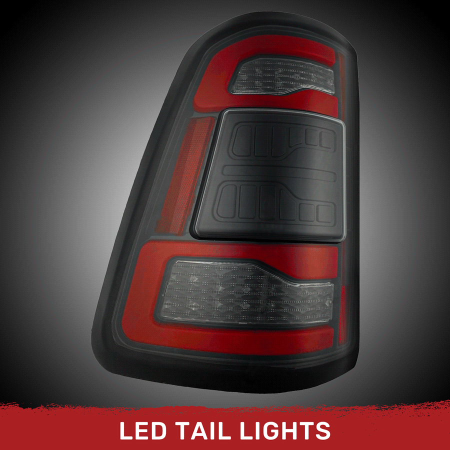 Dodge RAM 1500 19-23 Ultra Bright OLED Tail Lights w/ Scanning Red Turn Signals (Replaces OEM LED with BLIS) - Multiple Lens
