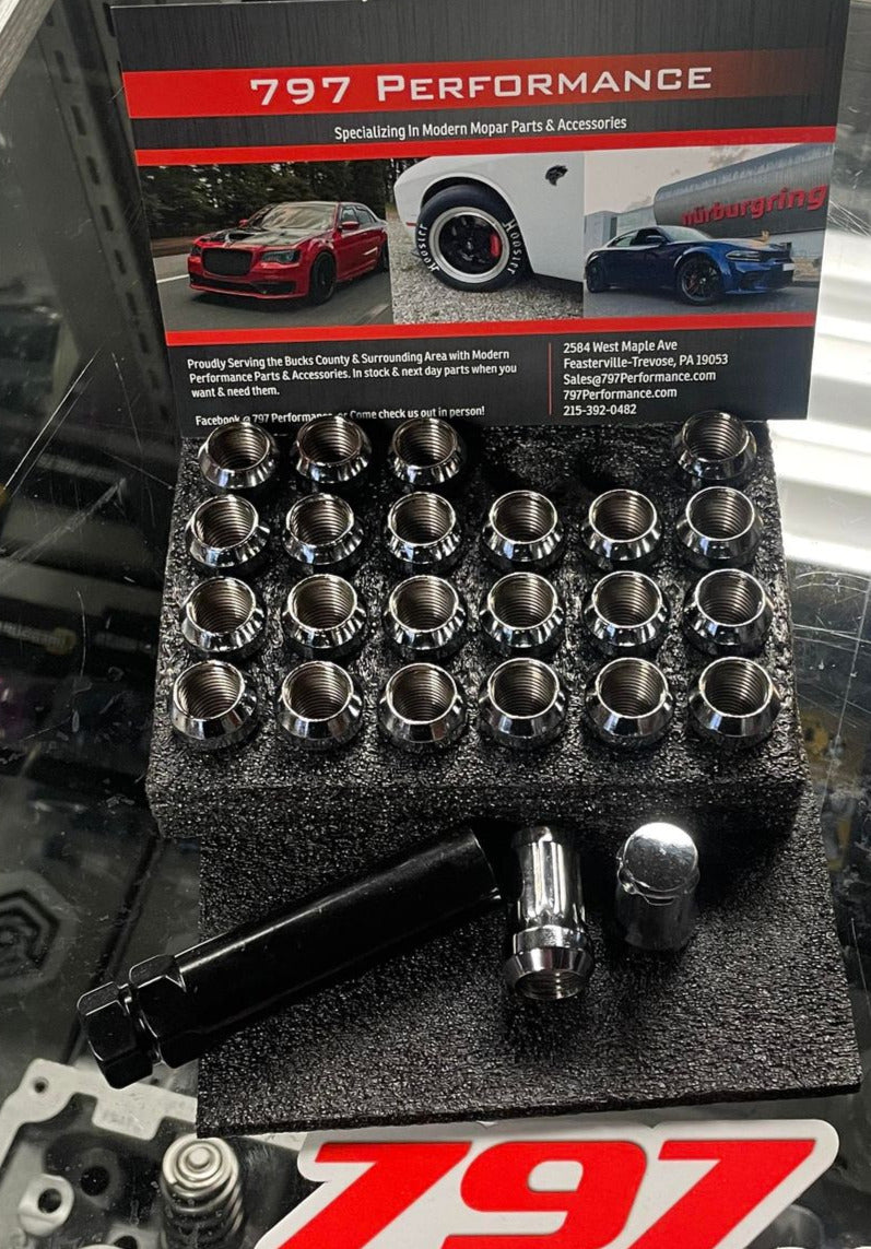 Small Diameter M14x1.5 Spline Steel Black or Chrome Lug Nuts fit Charger, Challenger, 300 and more