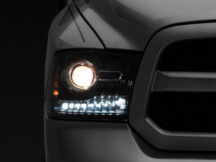 Raxiom 09-18 Dodge RAM 1500 LED Halo Headlights w/Switchback Turn Signals- Blk Housing (Clear Lens)