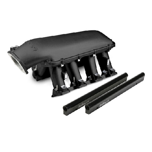 Holley EFI Hi–Ram Intake 92mm GM LS Throttle Body Flange – For LS1/LS2/LS6 Cathedral Port - BLACK