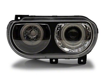 Raxiom 08-14 Dodge Challenger Dual LED Halo Projector Headlights- Black Housing (Clear Lens)