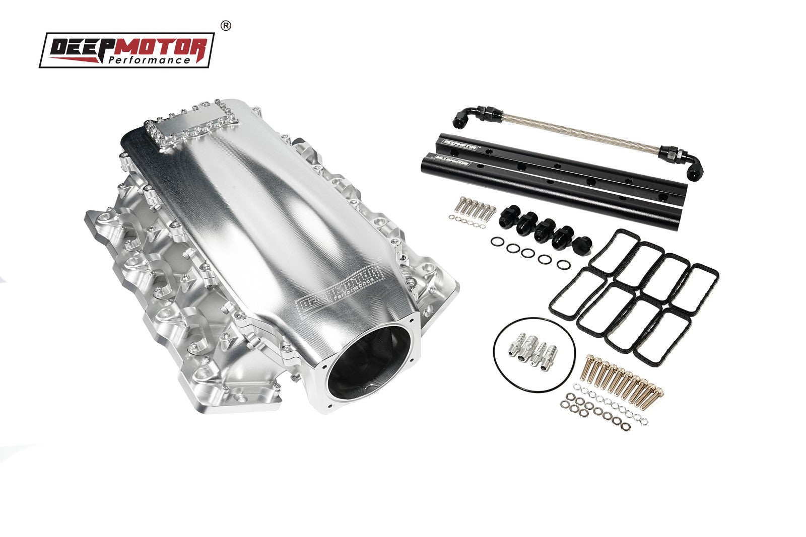 Billet 102mm Intake Manifold Set with Burst Panel Flange for LS1 LS2 LS6 Silver