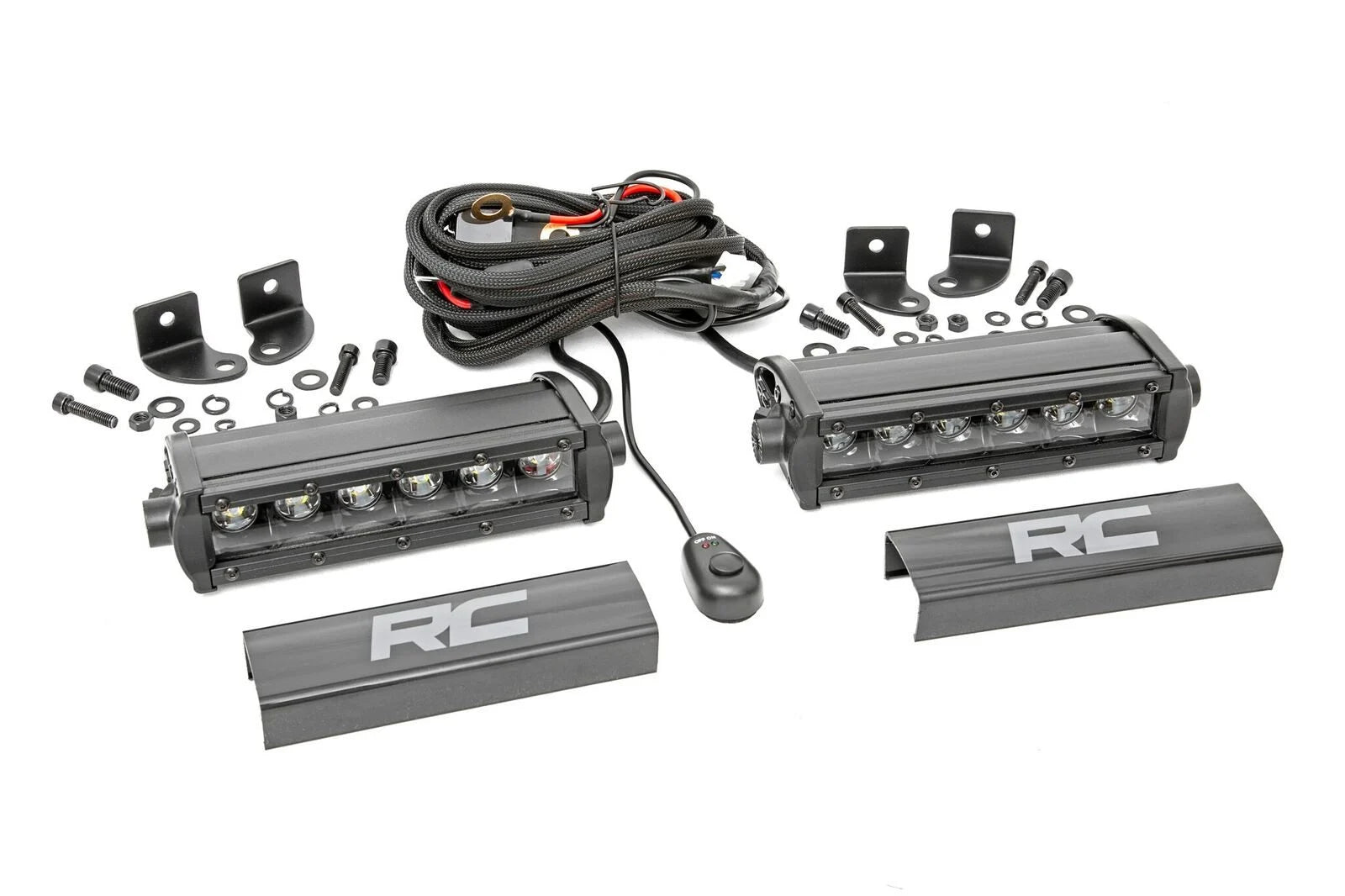 Rough Country 6 Inch Black Series LED Light Bar Single Row | Pair