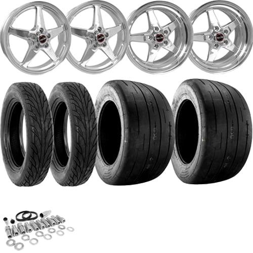 Race Star Wheels "BIG MEATS" Polished Wheel and Tire Kit For 2005-2023 Charger / Challenger / 300