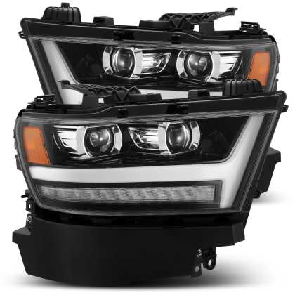 AlphaRex 19-23 Ram 1500 PRO-Series Proj Headlight Plank Style Blk w/Activ Light/Seq Signal/Plank DRL