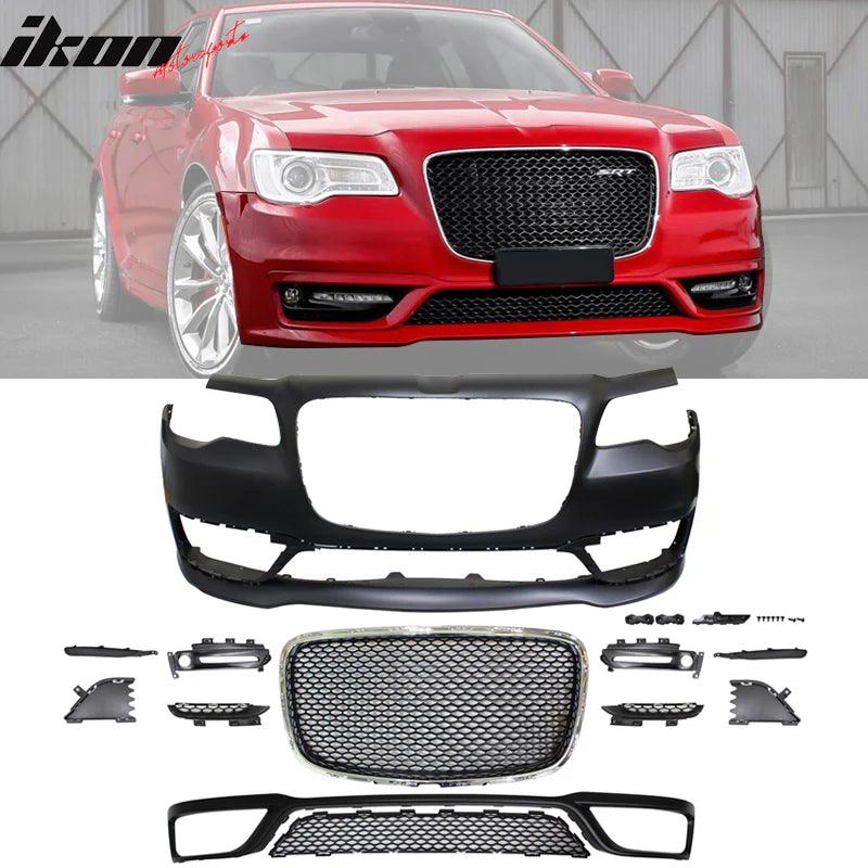 Ikon Motorsports 2015-2023 Chrysler 300 S Model Front Bumper Cover+Grill No Sensor Hole