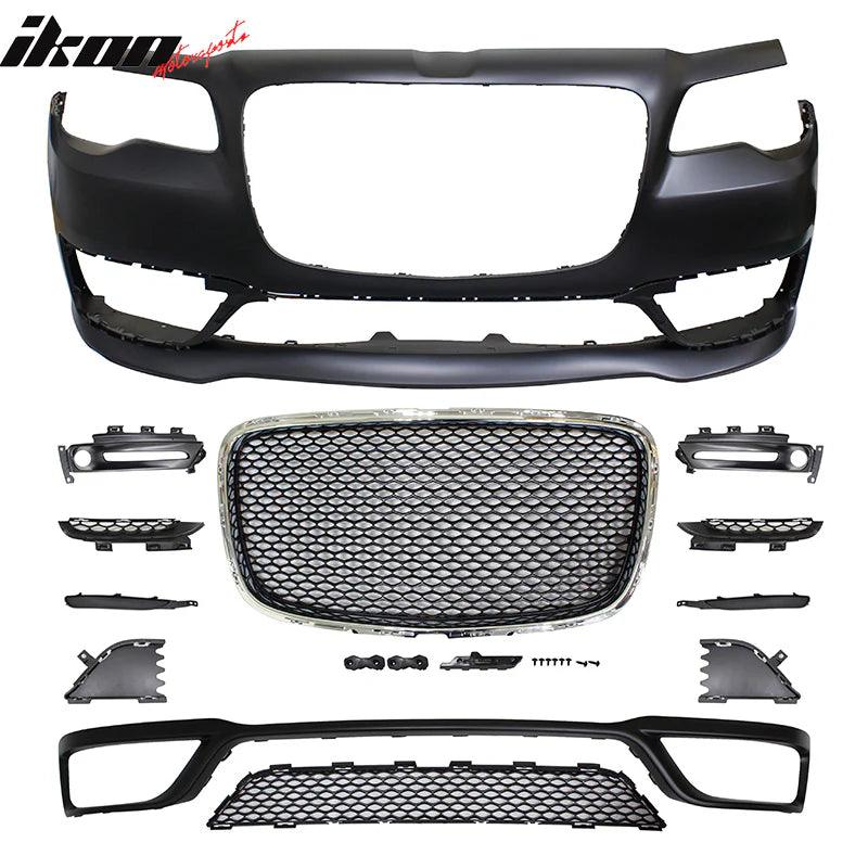 Ikon Motorsports 2015-2023 Chrysler 300 S Model Front Bumper Cover+Grill No Sensor Hole