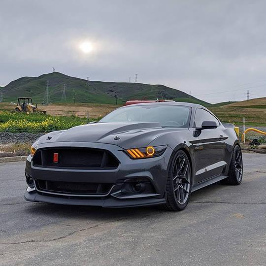 2015-2017 Ford Mustang Pre-Assembled Headlights -Dynamic ColorSHIFT RGB+A -Black Edition