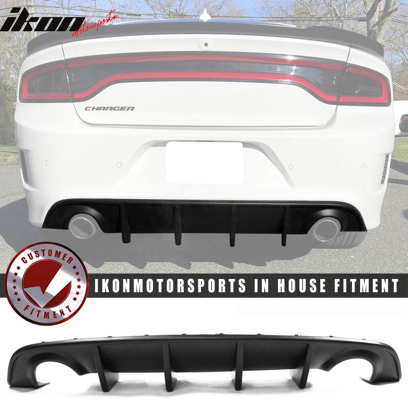 Ikon Motorsports Rear Diffuser for 2015-2023 Dodge Charger SRT OEM Style Matte Black PP