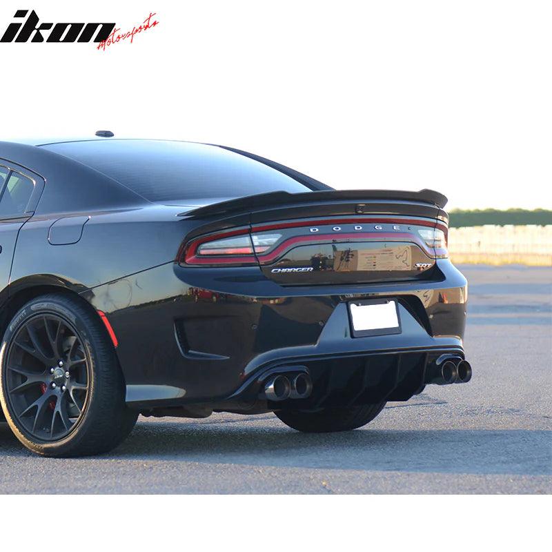 Ikon Motorsports 2015-2023 Dodge Charger Rear Diffuser Quad Exhaust SRT Unpainted PP