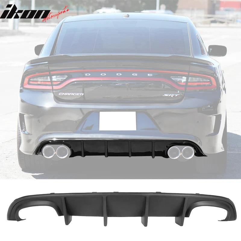 Ikon Motorsports 2015-2023 Dodge Charger Rear Diffuser Quad Exhaust SRT Unpainted PP