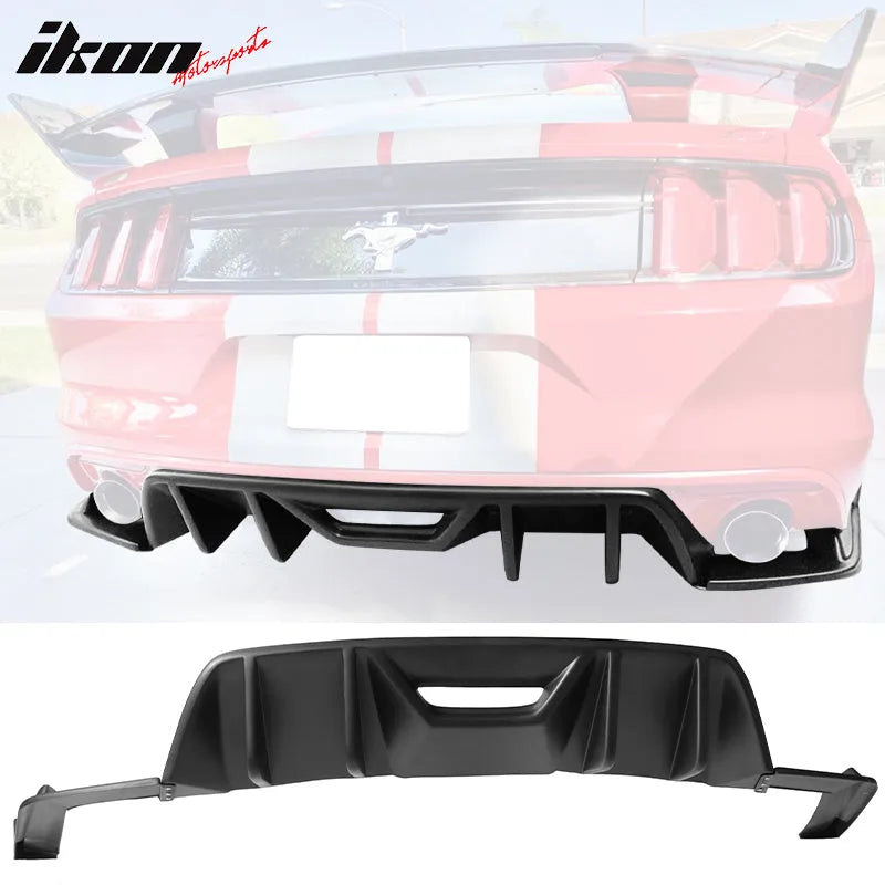 2015-2017 Ford Mustang Rear Diffuser Bumper Lip HN Style Matte Black P