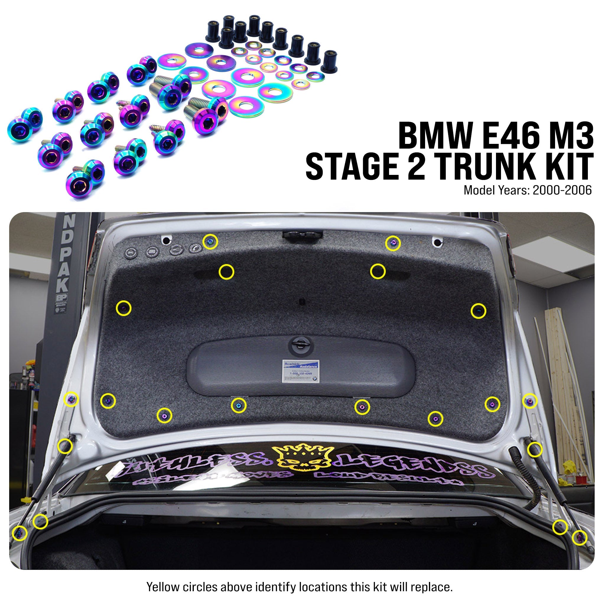 Stage 2 Titanium Hardware Trunk Kit - BMW E46 M3 (2000-2006)