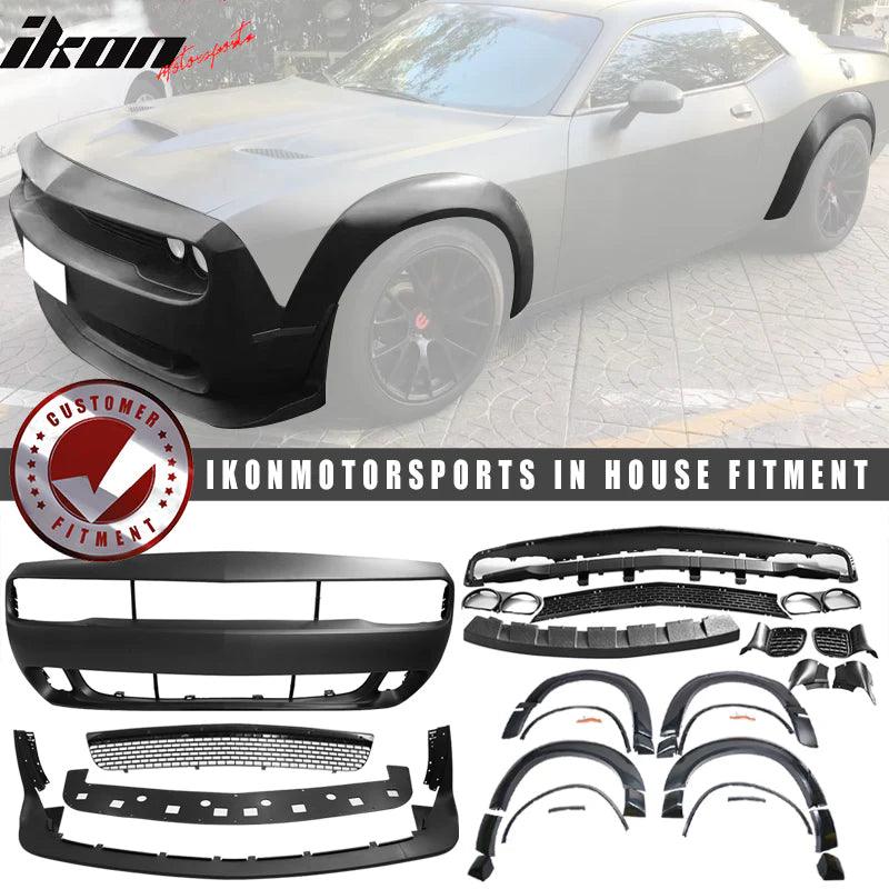 Ikon Motorsports 2008-2014 Dodge Challenger Front Bumper + Demon Lip + Fender Flares