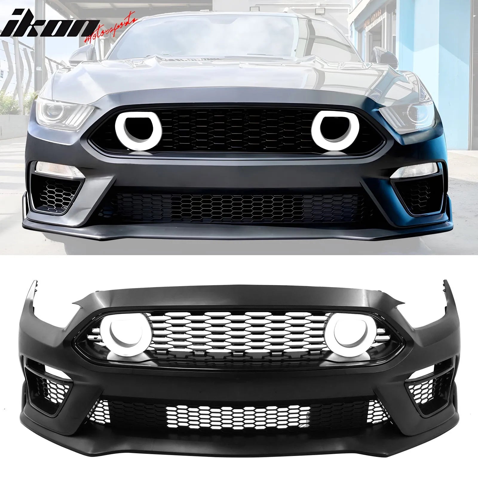 2015-2017 Ford Mustang Front Bumper Cover Lower Upper Grills W/ LED