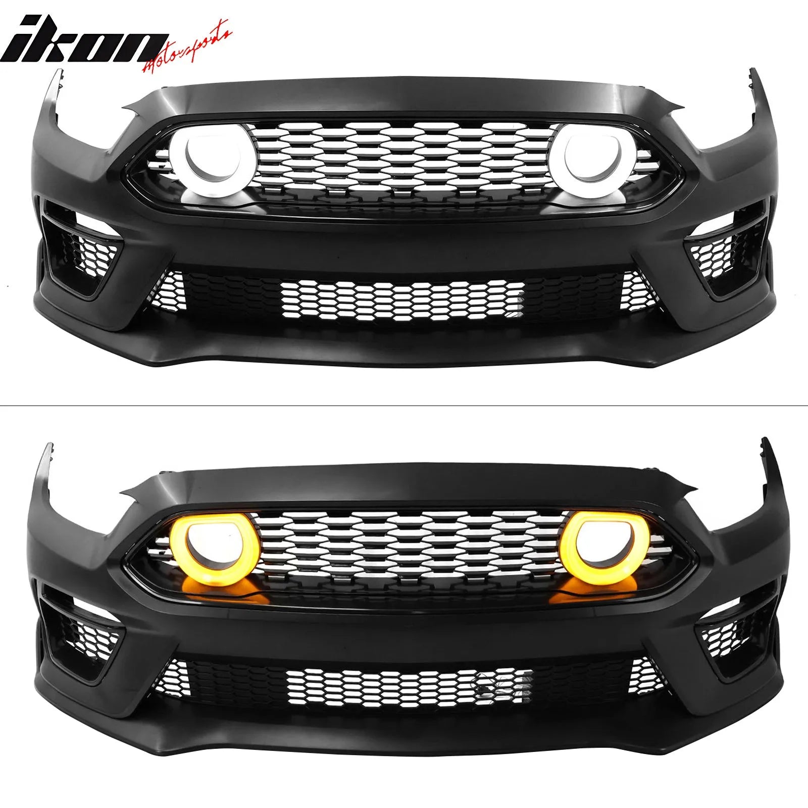 2015-2017 Ford Mustang Front Bumper Cover Lower Upper Grills W/ LED