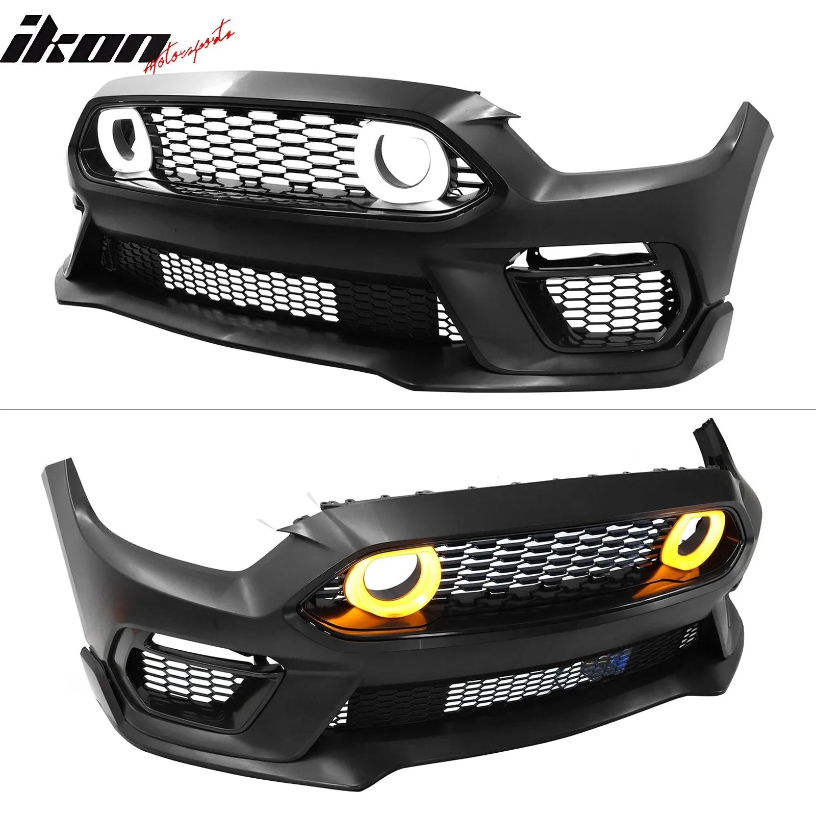 2015-2017 Ford Mustang Front Bumper Cover Lower Upper Grills W/ LED