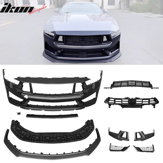 Ikon Motorsports 2024-2025 Ford Mustang Dark Horse Style Front Bumper Conversion Kit