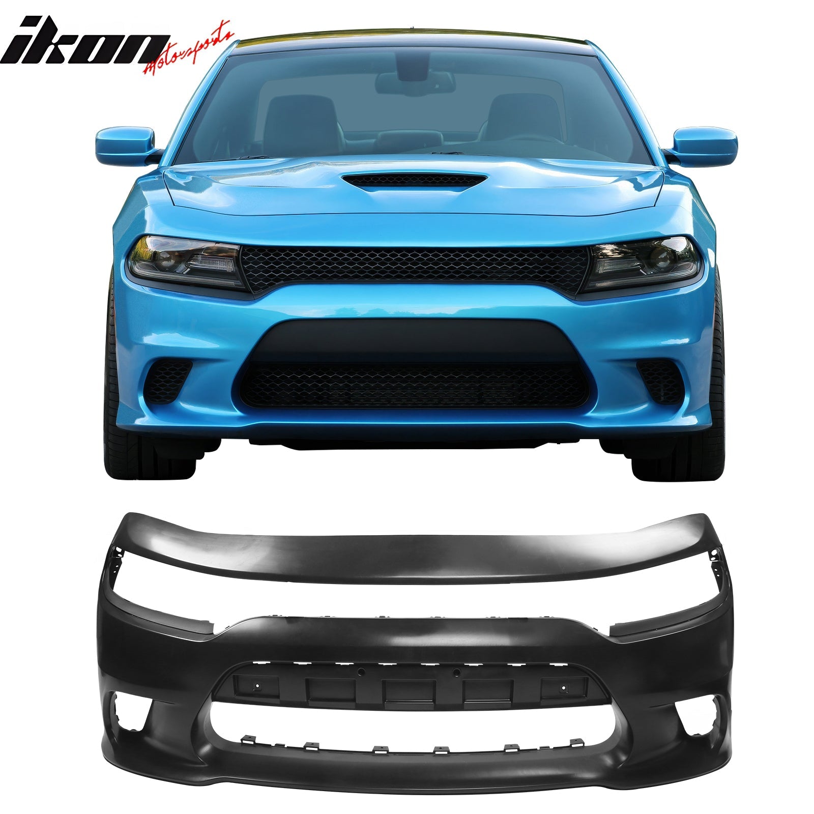 Ikon Motorsports 2015-2023 Dodge Charger SRT Hellcat Style Car Front Bumper Cover PP