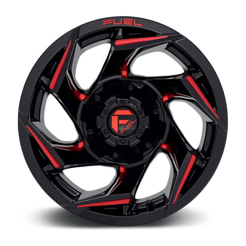 Fuel REACTION Gloss Black Milled W/ Red Tint 6x139.7 Wheels - product view 3