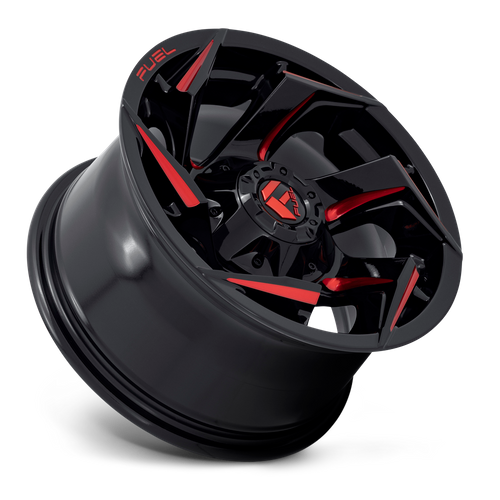 Fuel REACTION Gloss Black Milled W/ Red Tint 6x139.7 Wheels - product view 2