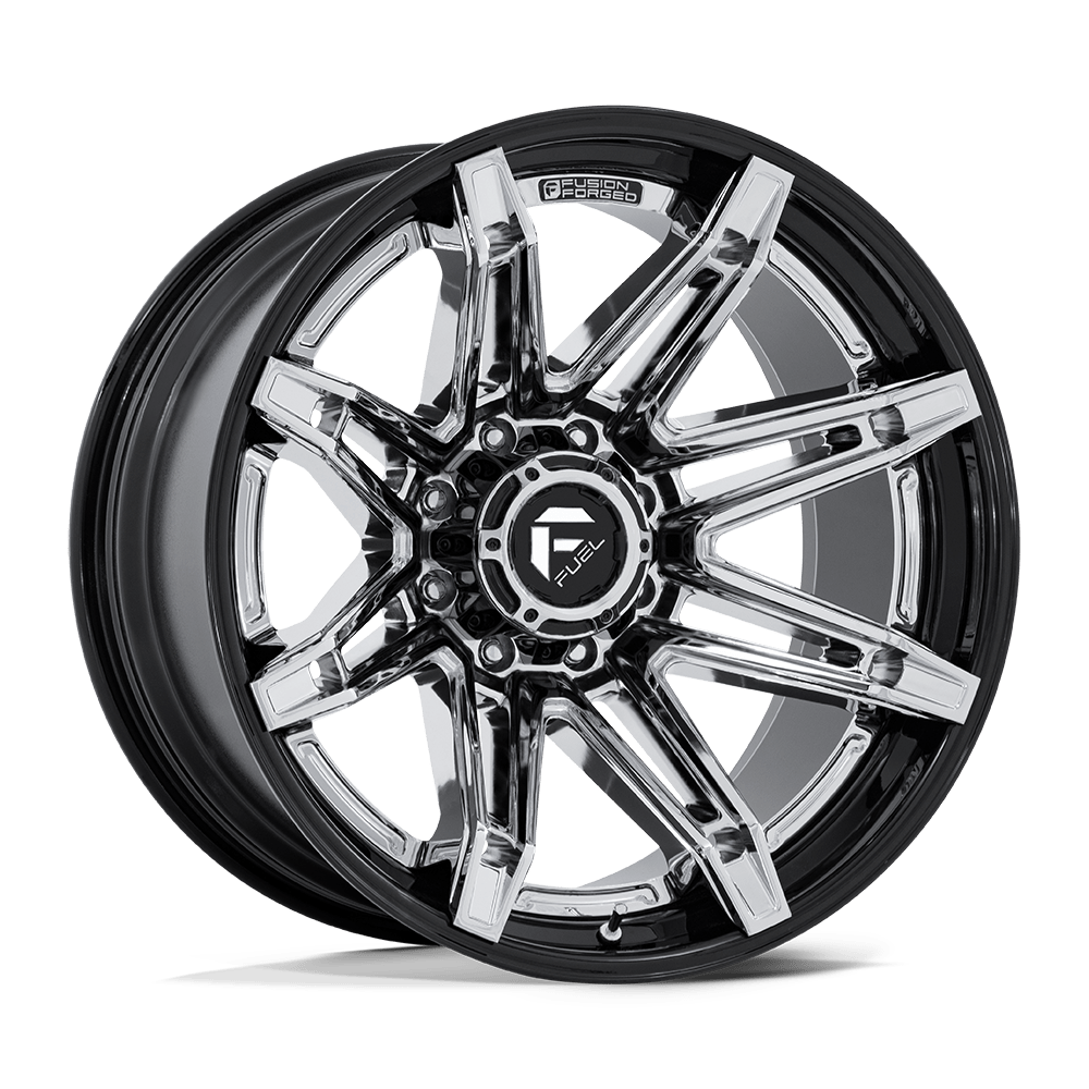 Fuel BRAWL Chrome W/ Gloss Black Lip 6x139.7 Wheels - product view 4