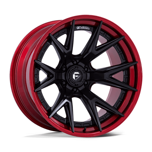 Fuel CATALYST Matte Black W/ Candy Red Lip 6x139.7 Wheels - product view 1