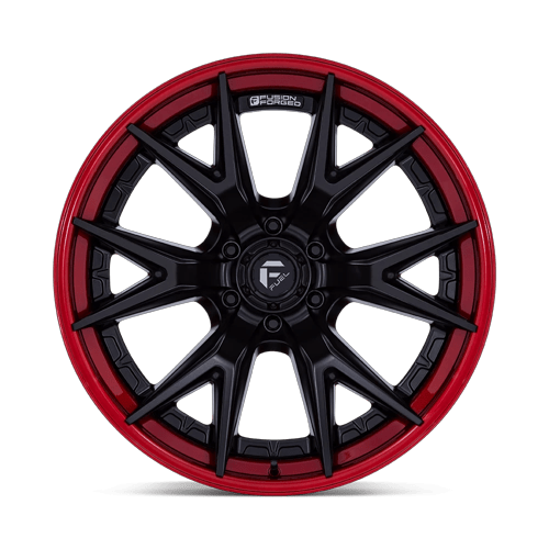 Fuel CATALYST Matte Black W/ Candy Red Lip 6x139.7 Wheels - product view 3