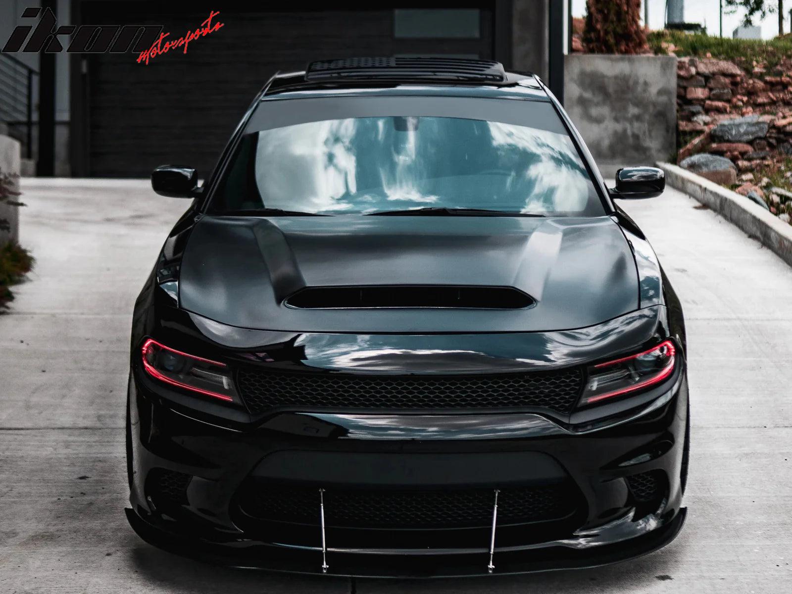 Ikon Motorsports 2015-2023 Dodge Charger Demon Style Black Front Hood w/ Vent Aluminum