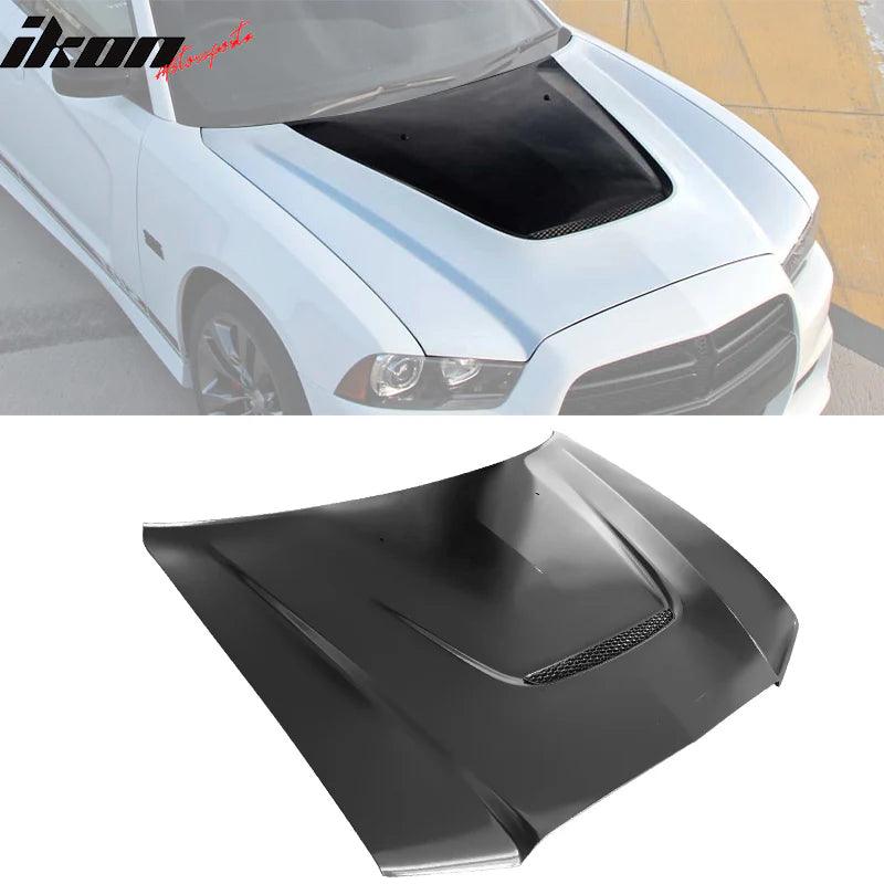 Ikon Motorsports 2011-2014 Dodge Charger Black SRT 392 Style Hood Replacement Aluminum