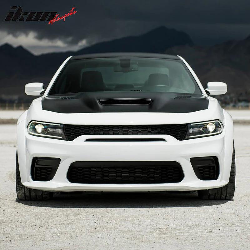 Ikon Motorsports 2015-2023 Dodge Charger Black SRT Redeye Widebody Style Hood Aluminum