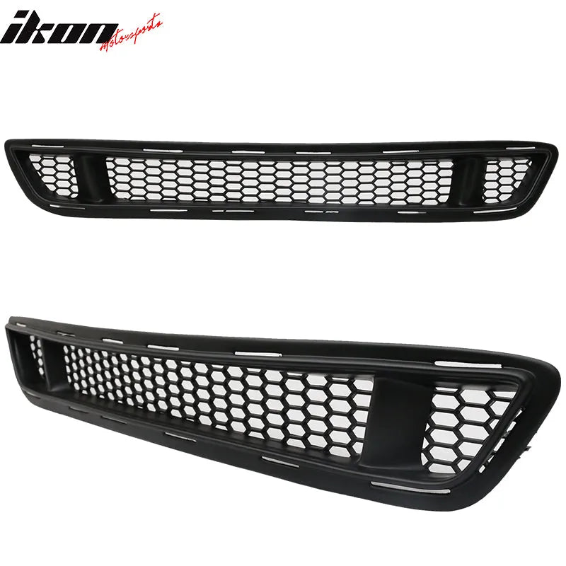 2015-2017 Ford Mustang IKON Style Black Front Upper & Lower Grill PP